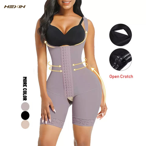 Fajas Colombianas Compression Fabric Abdominal Control Adjustable Shoulder Clasps And Buttock Butt Lifter Slimming Body Shaper